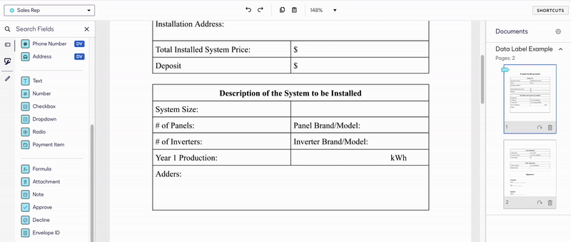 Setting up Formula Data Labels